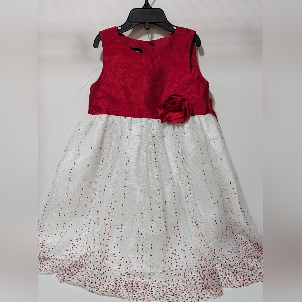SZ 4T Holiday Editions |™ Toddler Girl's Red/White/Silver Holiday Party Dress